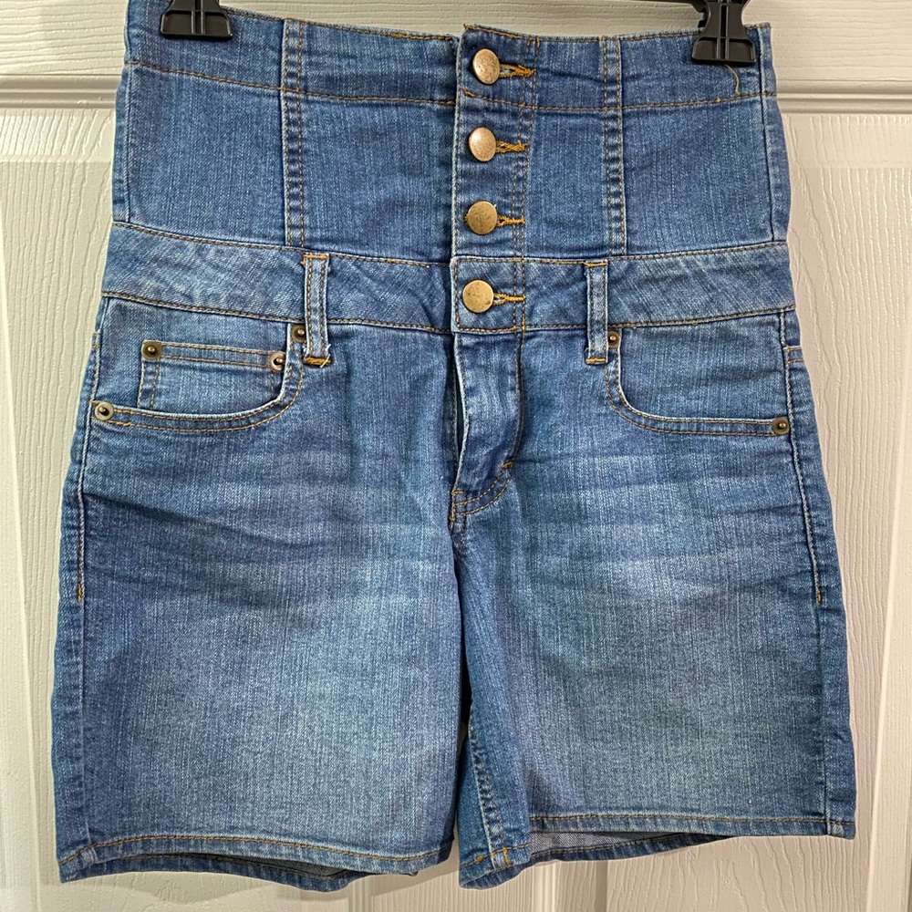 High rise denim shorts